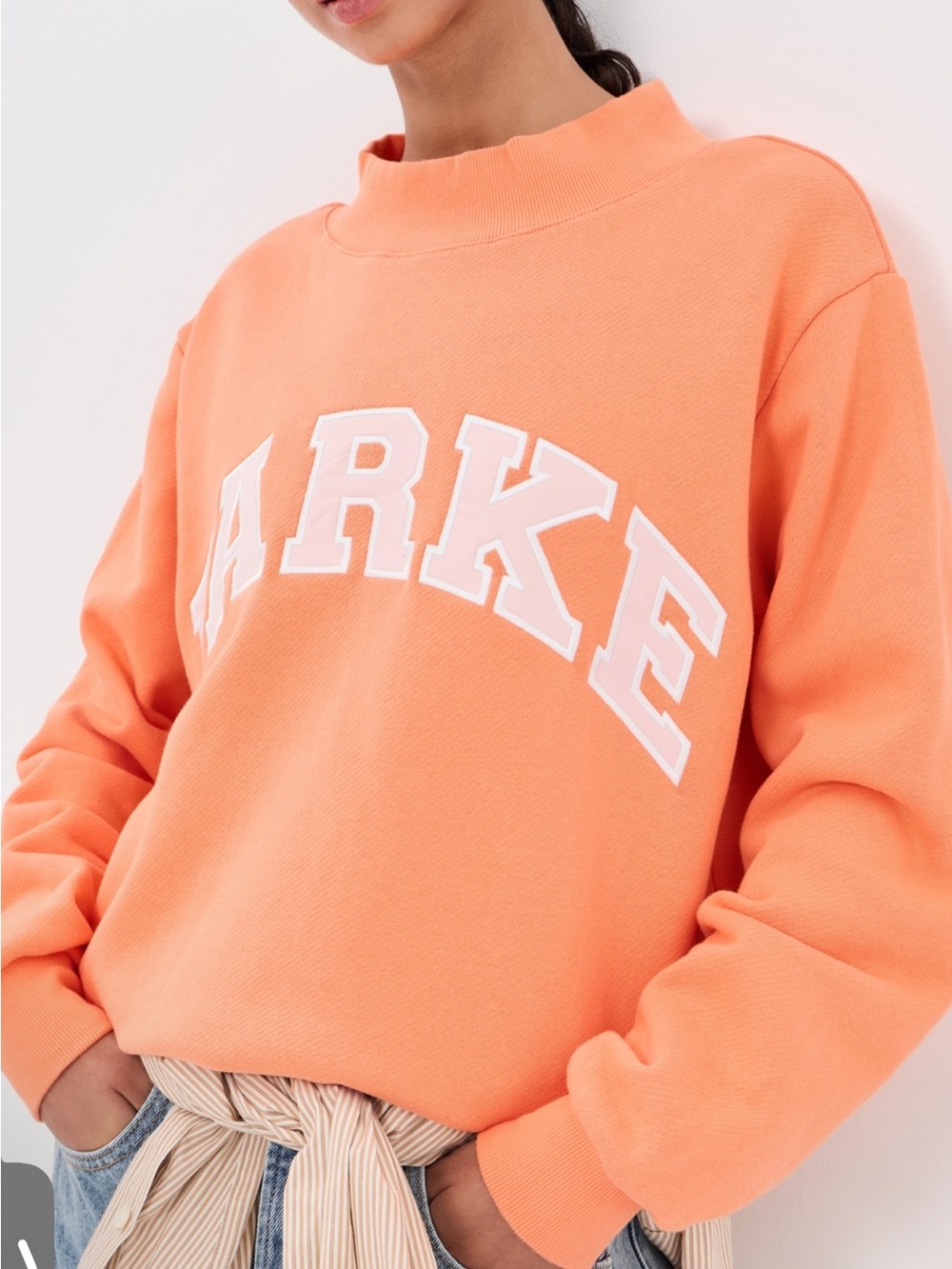 Parke Varsity Mockneck in Creamsicle XXL